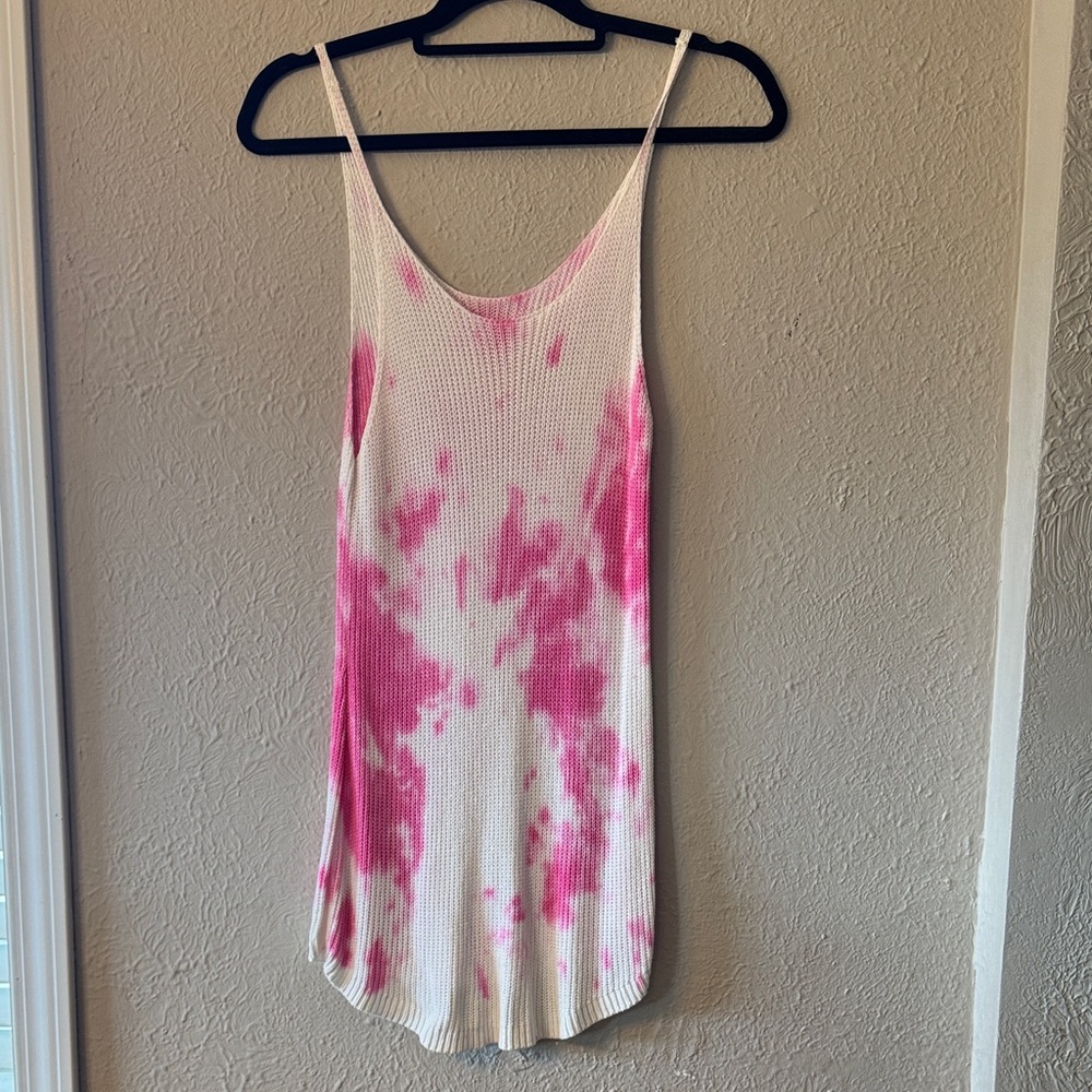 Pink Tie-Dye Scoop Neck Women's Tank Dress